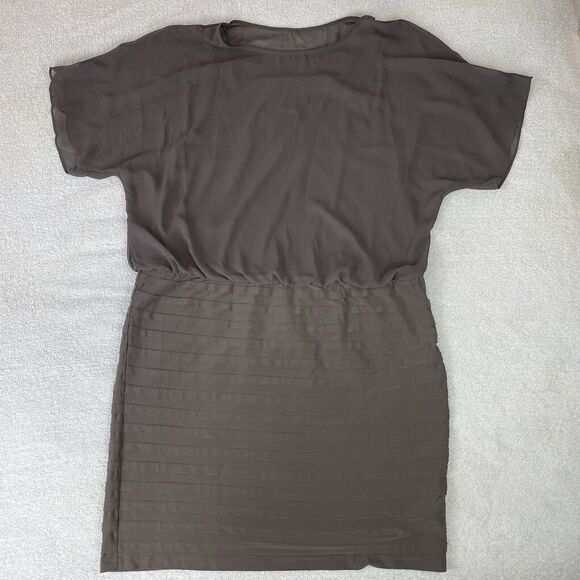 R&M Richards Short Sleeve Midi Dress Women's US 18W Brown Chiffon Bodycon Skirt - Picture 1 of 11